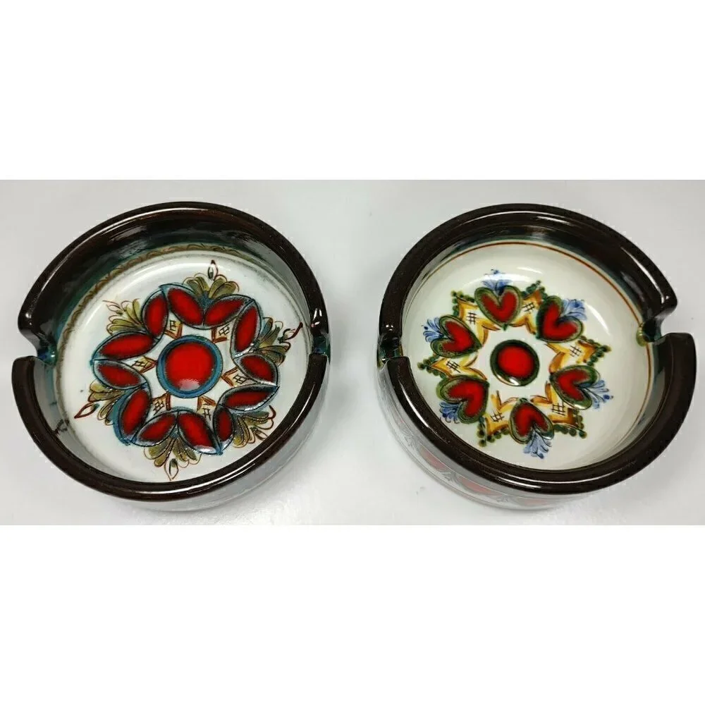 Gebrüder Haas Brothers Potters at Liechtenstein Ashtray Set Flower Heart Pottery